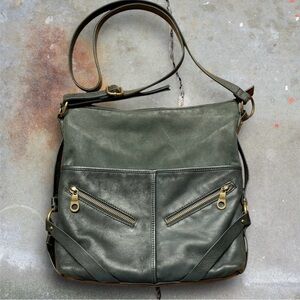 Lucky Brand Beautiful Genuine Leather Crossbody Bag Black Green